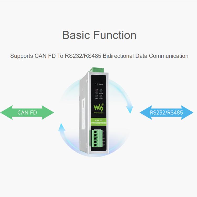 Waveshare CAN FD Protocol Converter CAN FD To RS232/RS485 Bidirectional Data Communication, CAN FD To RS232/RS485