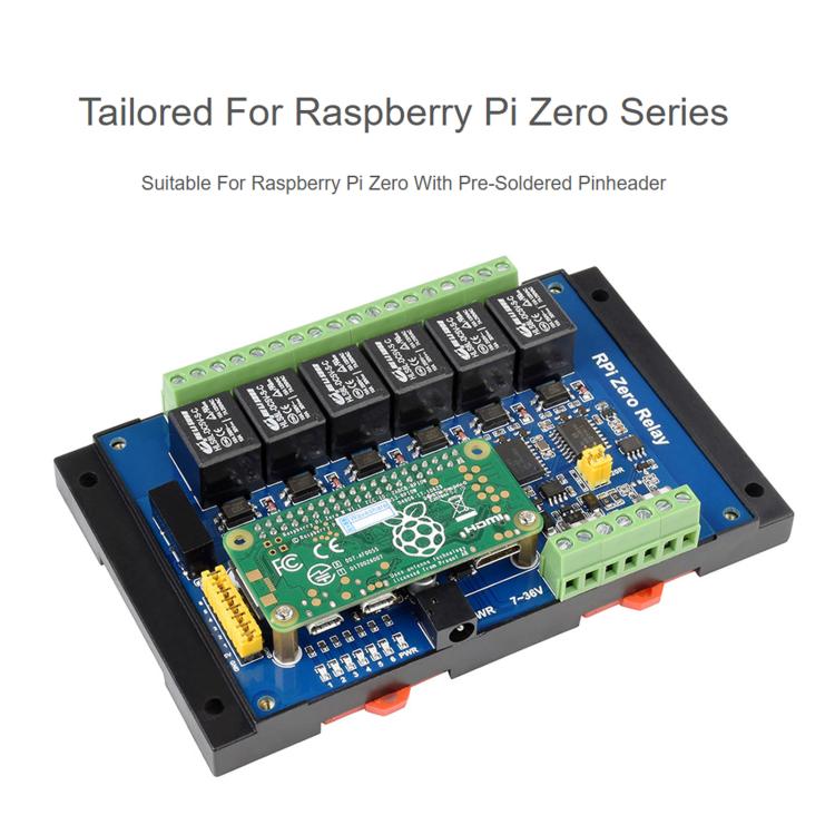 Waveshare Industrial 6-Ch Relay Module For Raspberry Pi Zero RS485/CAN, Isolated Protections, EU Plug, US Plug
