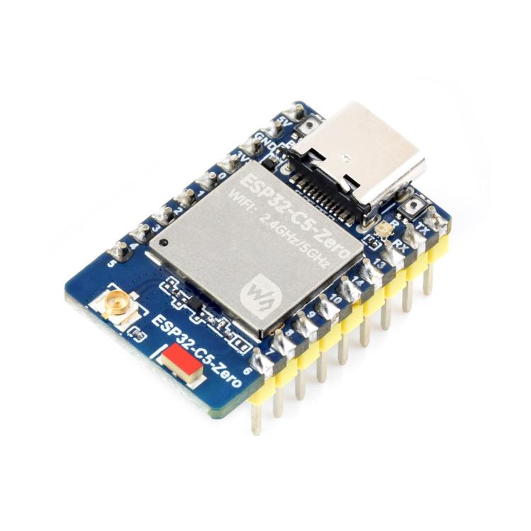 Waveshare ESP32-C5-Zero Mini Development Board With RISC-V 32-Bit Processor, No Pin Header, Pin Header Soldering