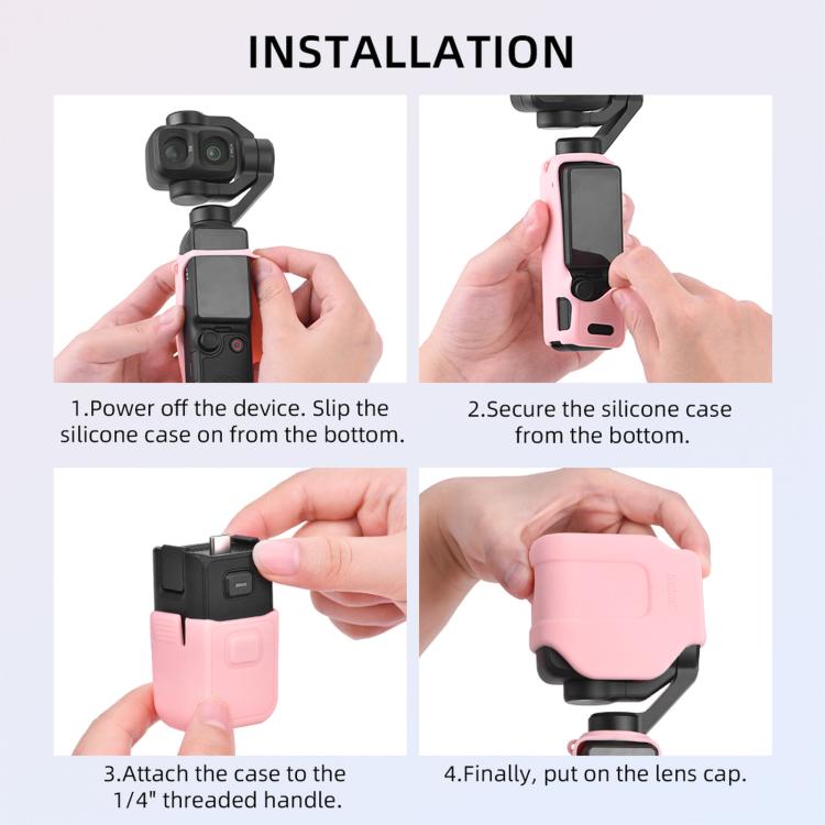 For DJI Osmo Pocket 4P BRDRC Body Protective Dustproof Silicone Case, Standard Combo Black, Standard Combo Pink, Standard Combo Blue, Standard Combo Yellow, Vlog Combo Black, Vlog Combo Pink, Vlog Combo Blue, Vlog Combo Yellow