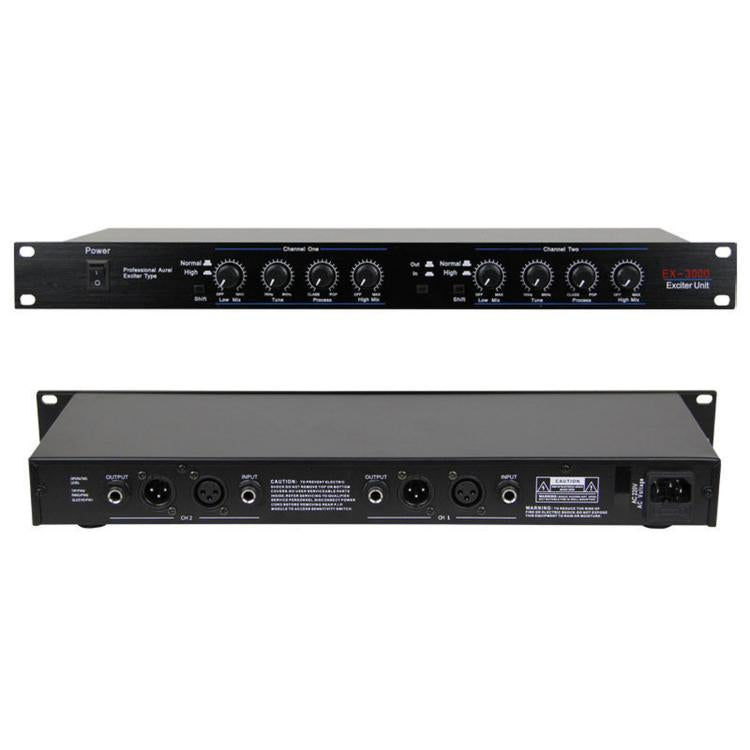 Professional Aural Exciter Dual-Channel 1U Rackmount Audio Processor With DSP Reverb, EU Plug, EX3000