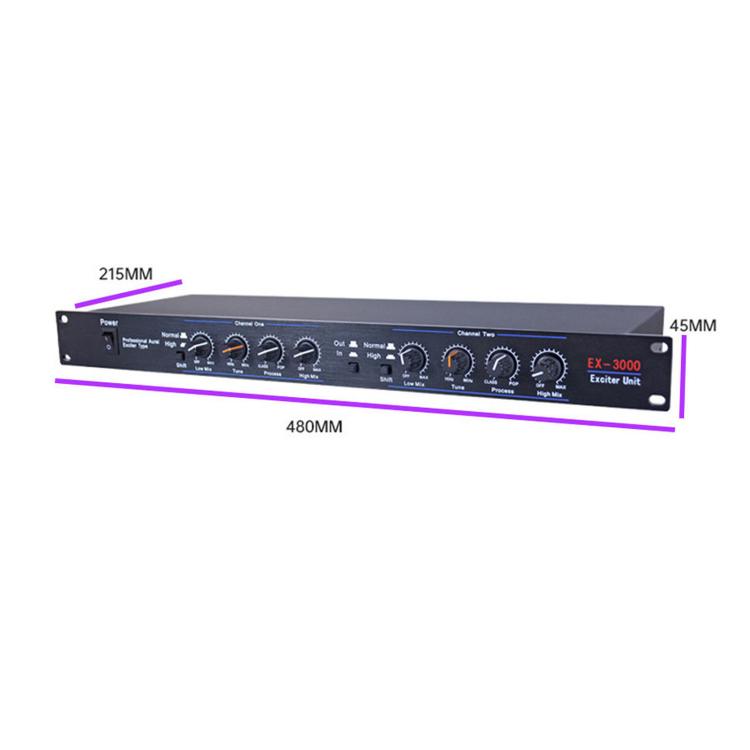 Professional Aural Exciter Dual-Channel 1U Rackmount Audio Processor With DSP Reverb, EU Plug, EX3000