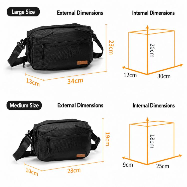 Camera Sling Bag Waterproof Lightweight Shoulder Crossbody Messenger Case, Cwatcun D325 Medium, Cwatcun D325 Large