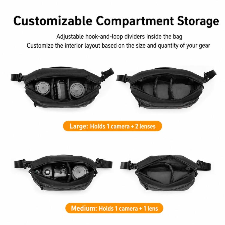Camera Sling Bag Waterproof Lightweight Shoulder Crossbody Messenger Case, Cwatcun D325 Medium, Cwatcun D325 Large