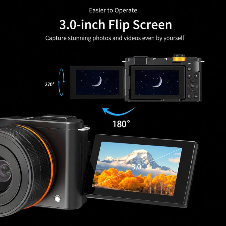 4K 72MP 12X Optical Zoom Digital Camera With 3.0-Inch Flip Screen And WiFi Beginner Vlogging Camera