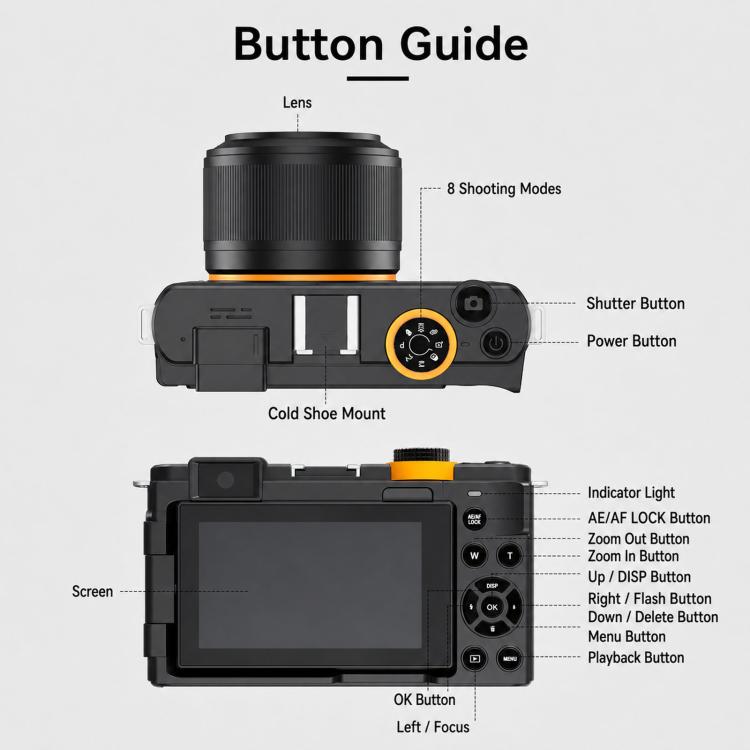 4K 72MP 12X Optical Zoom Digital Camera With 3.0-Inch Flip Screen And WiFi Beginner Vlogging Camera