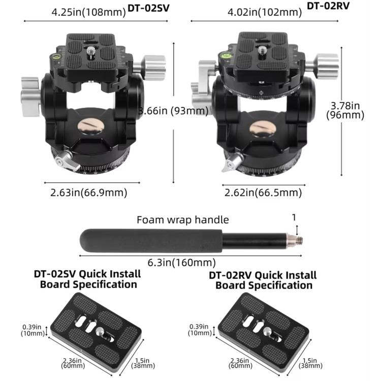 Hydraulic Damping Video Head With Auto-Rebound For Telephoto DSLRs Tripods Live Streaming, BEXIN DT-02RV 720 Degree Dual Panoramic, BEXIN DT-02SV 360 Degree Panoramic