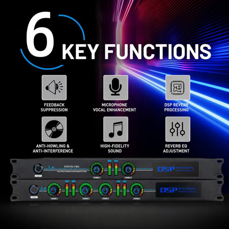 DSP Digital Feedback Suppressor Professional Anti-Howling Processor For Microphones, FBX220, FBX440