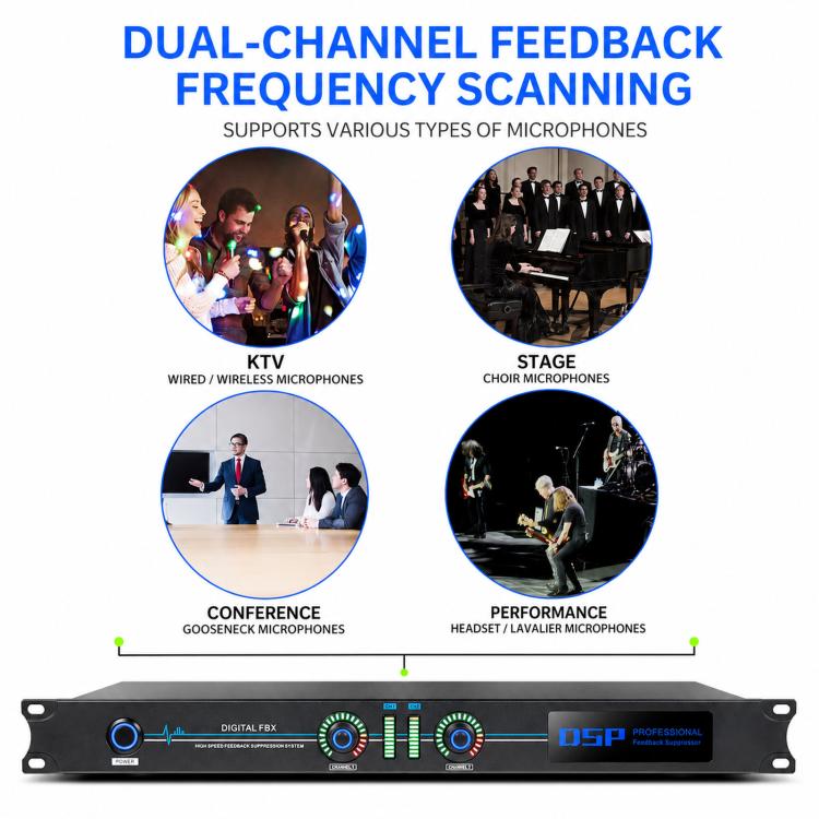 DSP Digital Feedback Suppressor Professional Anti-Howling Processor For Microphones, FBX220, FBX440