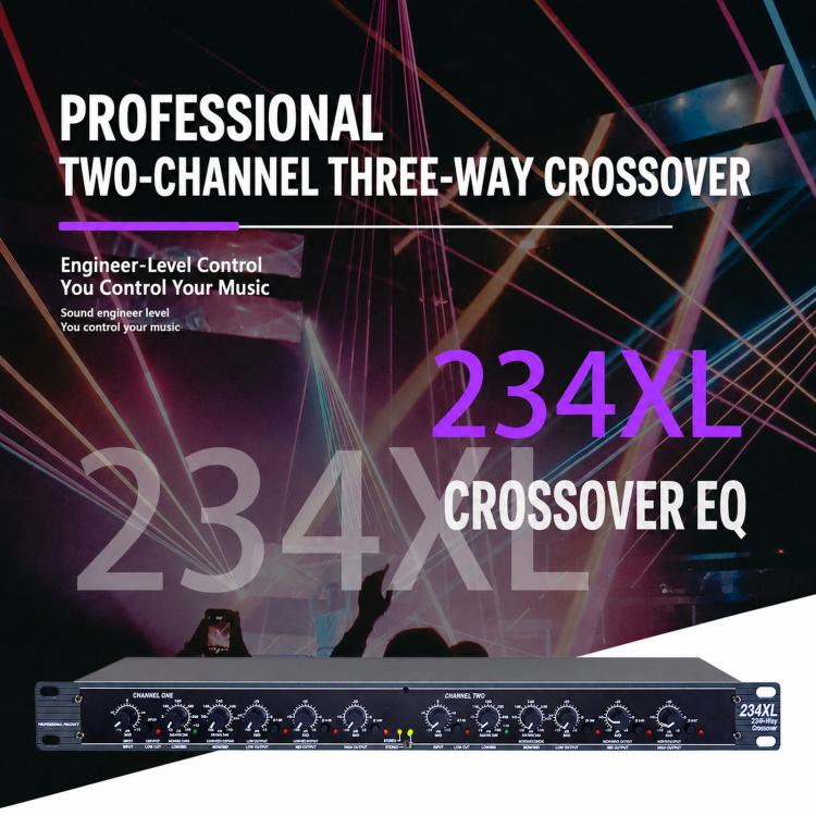 234XL Audio Crossover 2/3/4-Way Stereo Mono Rackmount Active Divider For Speaker System, EU Plug, US Plug, UK Plug
