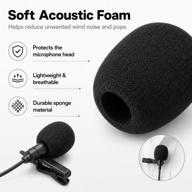 Microphone Foam Cover Universal Headset Lapel Lavalier Mic Windscreen Sponge Pop Filter, 25x20x6mm, 30x23x8mm, 31x25x10mm, 36x23x12mm, 45x35x15mm