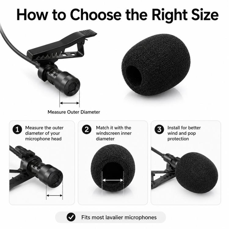 Microphone Foam Cover Universal Headset Lapel Lavalier Mic Windscreen Sponge Pop Filter, 25x20x6mm, 30x23x8mm, 31x25x10mm, 36x23x12mm, 45x35x15mm