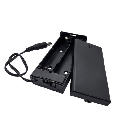 2 Slot 18650 Battery Holder with Cover and Switch 7.4V Battery Case with 5.5mm x 2.1mm DC Male Plug, 2 Slot 18650