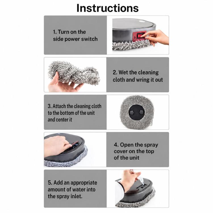 Smart Robot Mopping Cleaner Dry Wet Floor Sweeper Machine With Spray Humidifier, Dark Gray