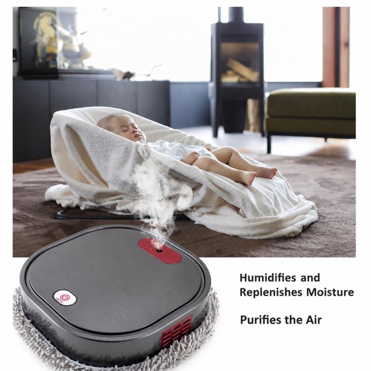 Smart Robot Mopping Cleaner Dry Wet Floor Sweeper Machine With Spray Humidifier, Dark Gray
