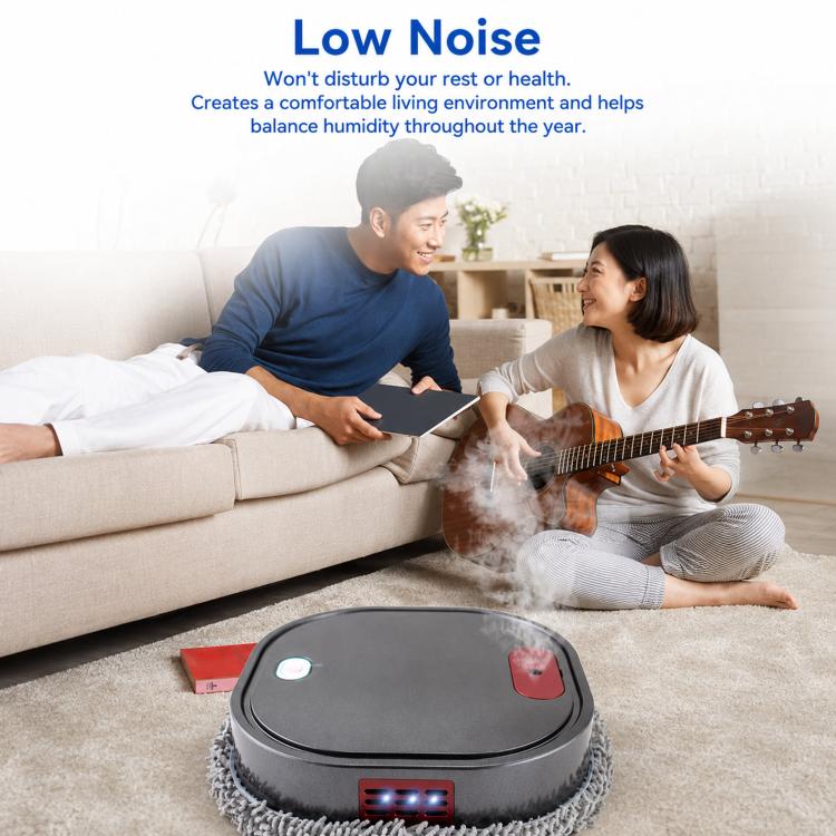 Smart Robot Mopping Cleaner Dry Wet Floor Sweeper Machine With Spray Humidifier, Dark Gray