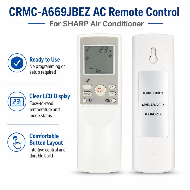 For SHARP CRMC-A669JBEZ Air Conditioner Replacement AC Remote Control, CRMC-A669JBEZ