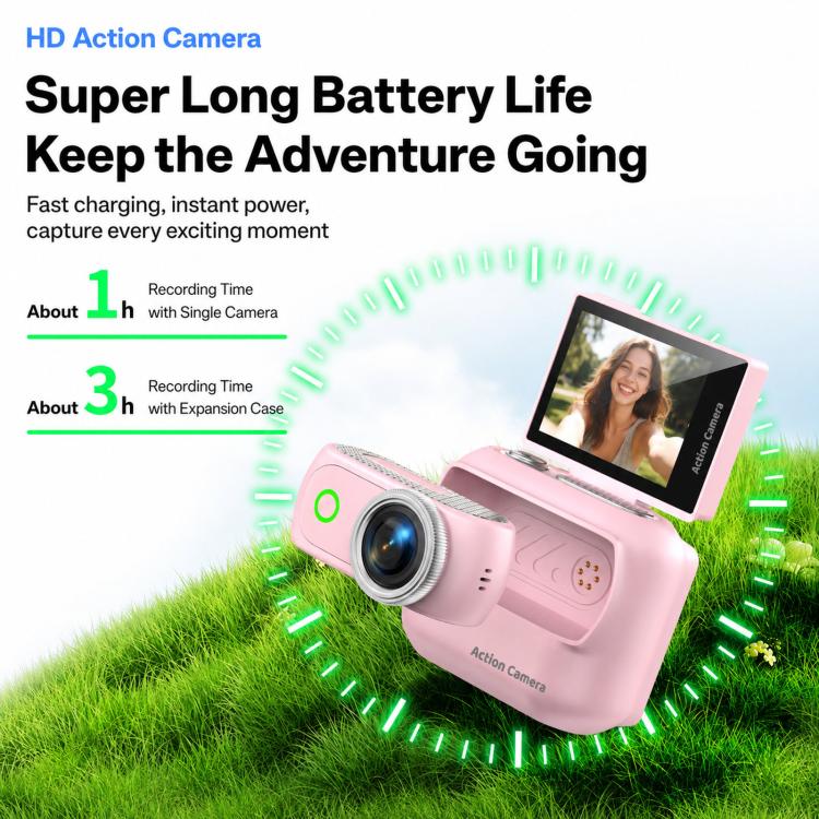 1080P Mini Thumb Action Camera with 2.0-inch Flip Screen Magnetic Wearable Body Cam & Charging Case LK-018