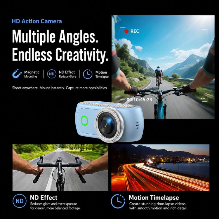 1080P Mini Thumb Action Camera with 2.0-inch Flip Screen Magnetic Wearable Body Cam & Charging Case LK-018
