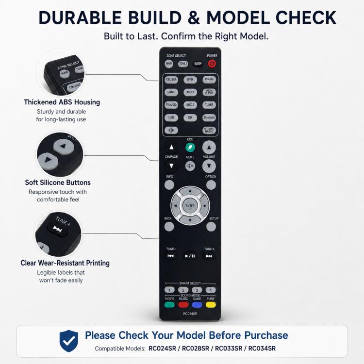 Replacement Remote Control For Marantz AV Receiver Audio Video Controller, RC024SR, RC028SR, RC033SR, RC034SR