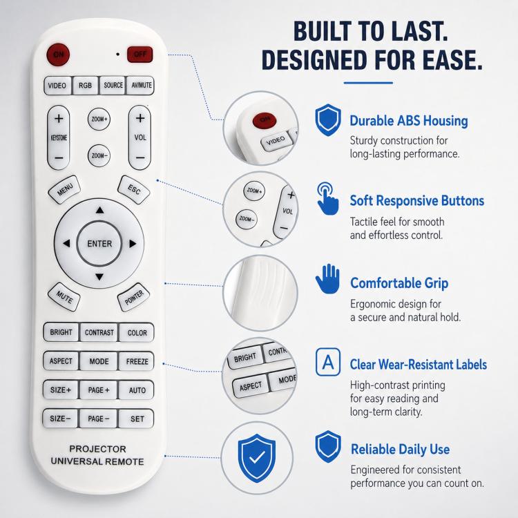 Universal Projector Remote Control Replacement Compatible with Epson BenQ Optoma Acer NEC