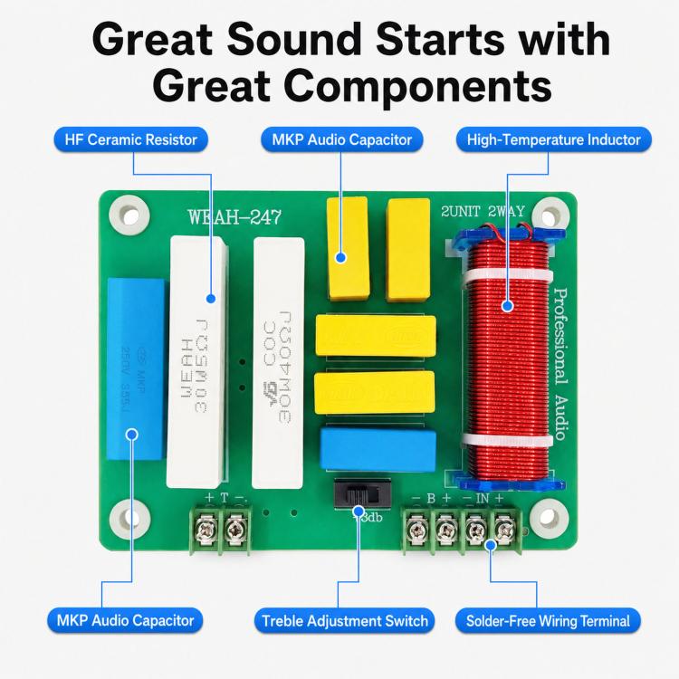 High-Fidelity Speaker 2-Way Crossover Adjustable HIFI Audio Crossover, WEAH-247