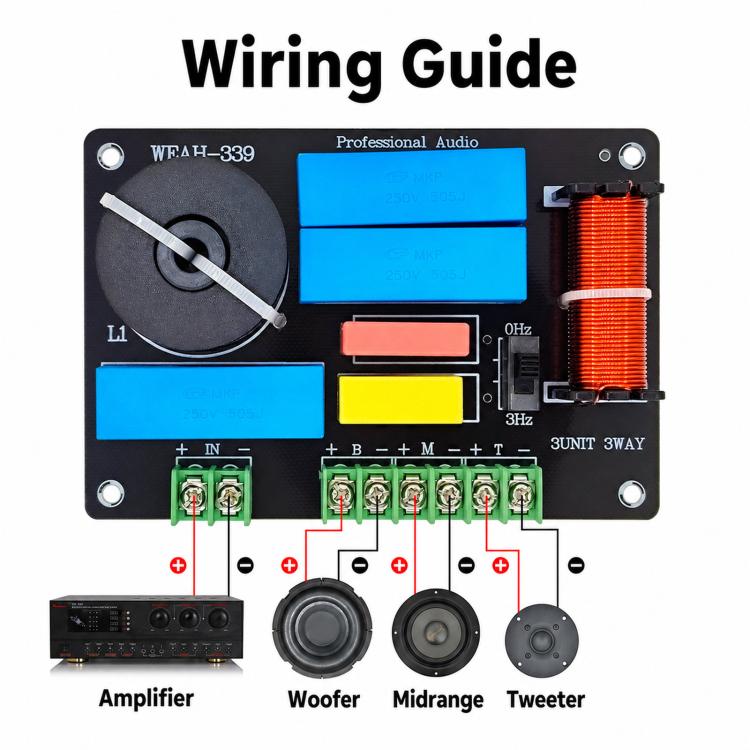 200W Adjustable 3-Way Hi-Fi Speaker Crossover For Home Audio, WEAH-339