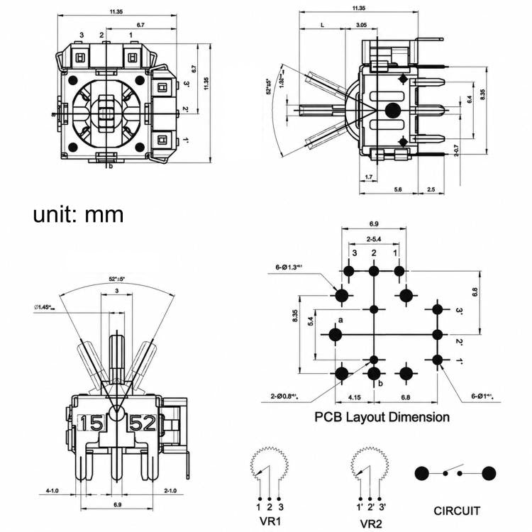 11x11mm Drone Model Airplane Joystick Vehicle Gimbal 3D Joystick Compact Gaming Controller Joystick, 11x11mm
