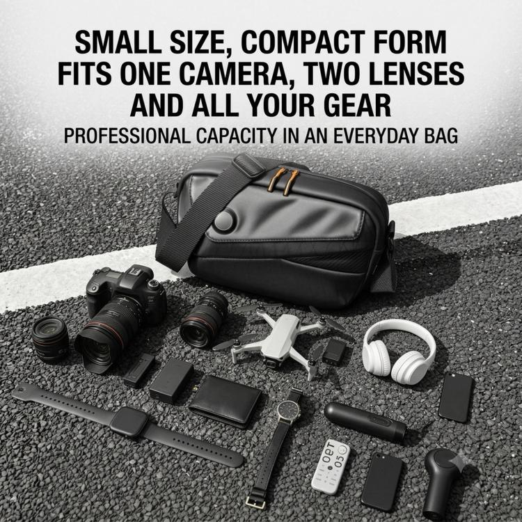 QISEMIAN XK111 Camera Shoulder Bag Crossbody Sling Case With Tripod Holder