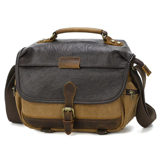 Vintage Waterproof Canvas Camera Messenger Bag DSLR Mirrorless Shoulder Case