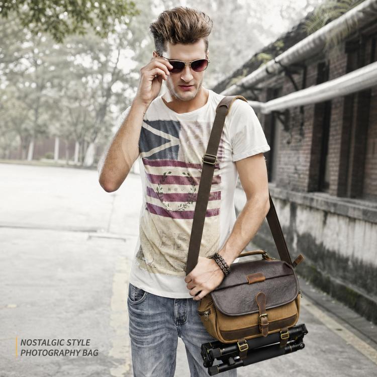 Vintage Waterproof Canvas Camera Messenger Bag DSLR Mirrorless Shoulder Case