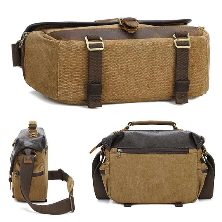 Vintage Waterproof Canvas Camera Messenger Bag DSLR Mirrorless Shoulder Case