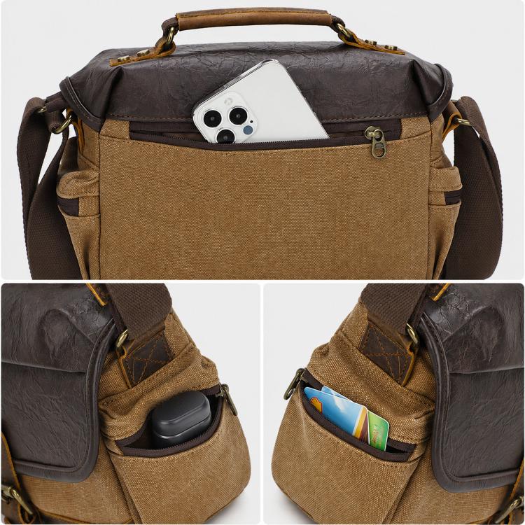 Vintage Waterproof Canvas Camera Messenger Bag DSLR Mirrorless Shoulder Case