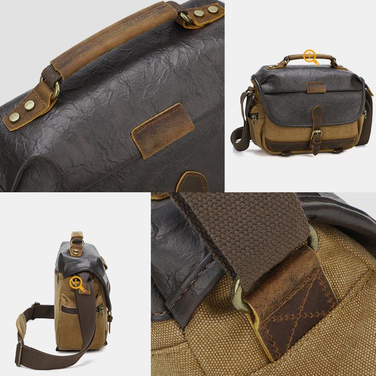 Vintage Waterproof Canvas Camera Messenger Bag DSLR Mirrorless Shoulder Case