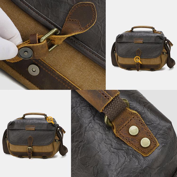 Vintage Waterproof Canvas Camera Messenger Bag DSLR Mirrorless Shoulder Case
