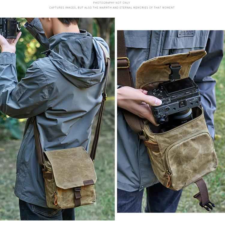 Waxed Canvas Camera Shoulder Bag Waterproof Vintage Messenger Case