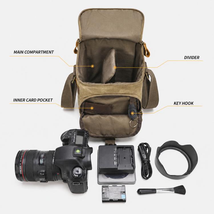 Waxed Canvas Camera Shoulder Bag Waterproof Vintage Messenger Case