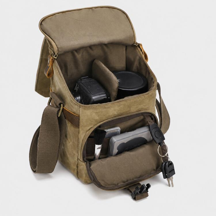 Waxed Canvas Camera Shoulder Bag Waterproof Vintage Messenger Case