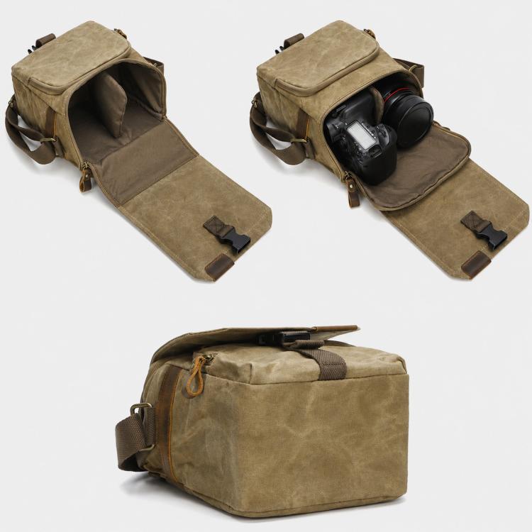 Waxed Canvas Camera Shoulder Bag Waterproof Vintage Messenger Case