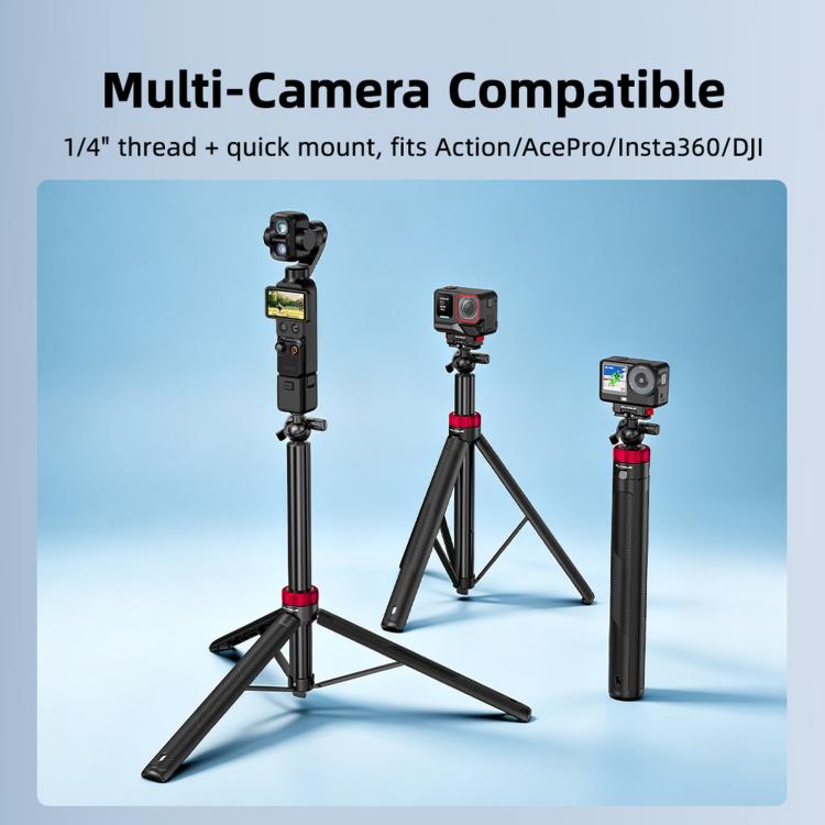 Flymile Ball-head Selfie Extension Rod Tripod For DJI, Insta360, GoPro and Other Action Cameras