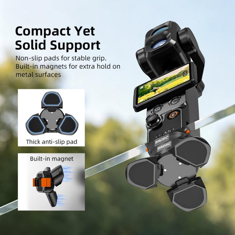 For DJI Osmo Pocket 4P / 4 / 3 BRDRC Charging Magnetic Quick-release Tripod