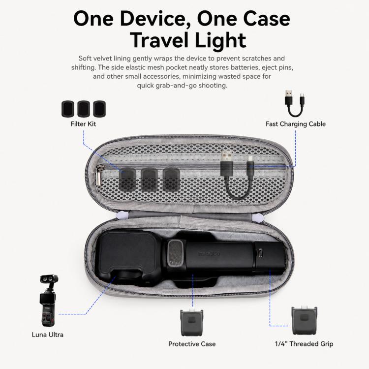 For Insta360 Luna Ultra Carrying Case Portable Hard Shell Storage Bag, Black, Gray, Purple, Pink, With Shoulder Strap Black, With Shoulder Strap Gray, With Shoulder Strap Purple, With Shoulder Strap Pink