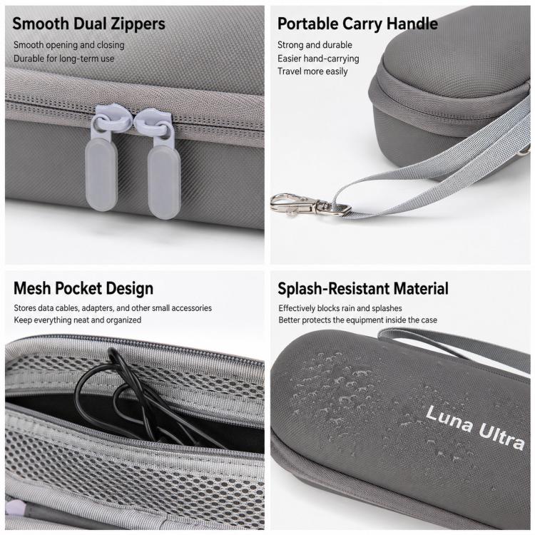 For Insta360 Luna Ultra Carrying Case Portable Hard Shell Storage Bag, Black, Gray, Purple, Pink, With Shoulder Strap Black, With Shoulder Strap Gray, With Shoulder Strap Purple, With Shoulder Strap Pink