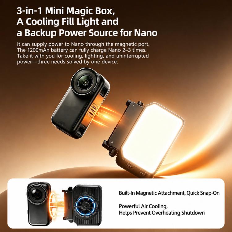 ShiYifan 2 In 1 Cooling Fan & Fill Light, For DJI Osmo Nano, For DJI Osmo Action 6, For DJI Osmo Action 4 / 5, For DJI Osmo Pocket 4 / 3 / Insta360 Luna Ultra