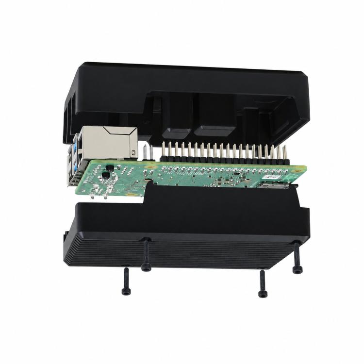 Waveshare 21176 Aluminum Stripe Grooved Case For Raspberry Pi 4, 21176