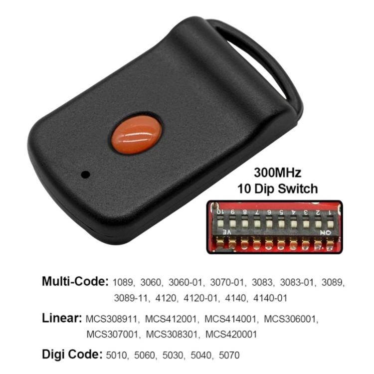 300MHz For USA Multicode Garage Door Remote Control, 300MHz For USA