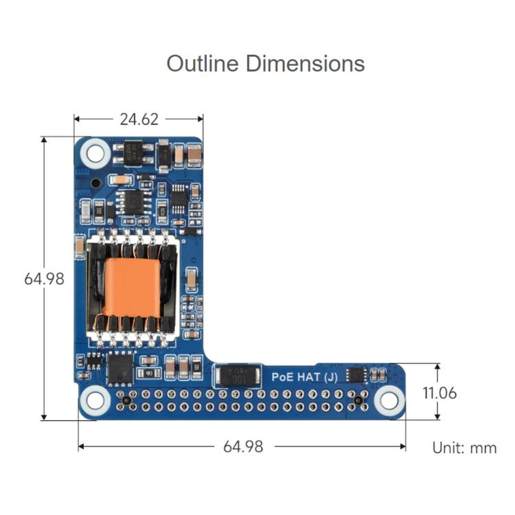 Waveshare 5/CM5 Dedicated PoE(+) Expansion Board For Raspberry Pi, 34611, 34612+ Case