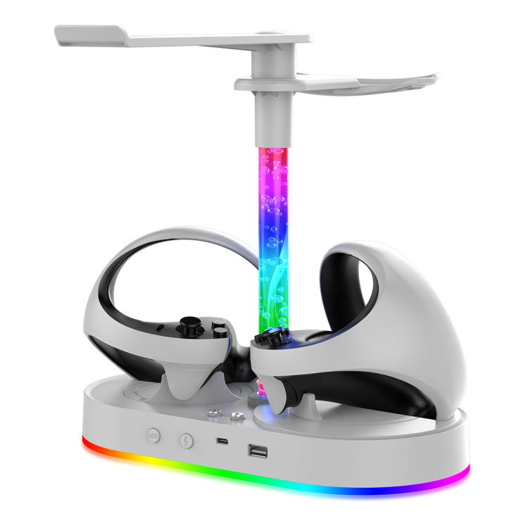 ipega RGB Charging Dock For PS5 VR2 / PlayStation VR2 Controller Charger Station & VR Headset Stand, PG-P5V001S, PG-P5V001