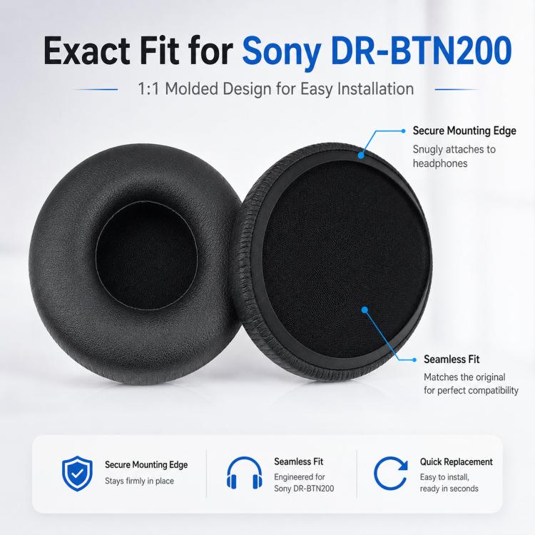 For Sony DR-BTN200 Headphones 2pcs Replacement Ear Pads Soft Protein Leather Ear Cushions