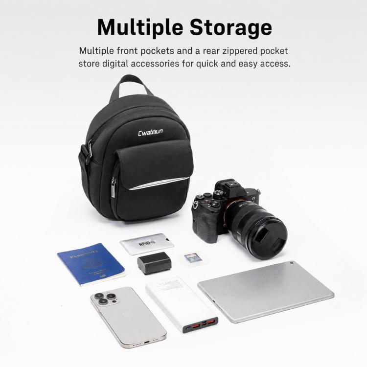 Compact Camera Shoulder Bag Crossbody Case With SD Card Slots For Mirrorless & Accessories, Cwatcun D333 Small, Cwatcun D333 Large